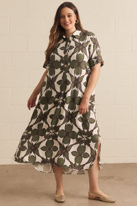 Abstract Floral Midi Dress