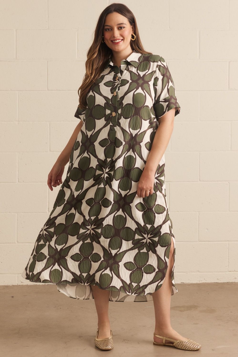 Abstract Floral Midi Dress