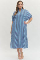 Navy Striped Midi Dress