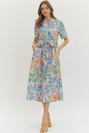 Floral Belted Midi Dress