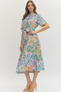 Floral Belted Midi Dress