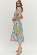 Floral Belted Midi Dress