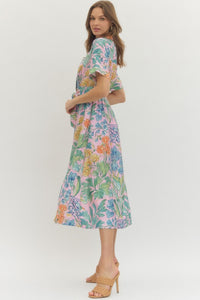 Floral Belted Midi Dress