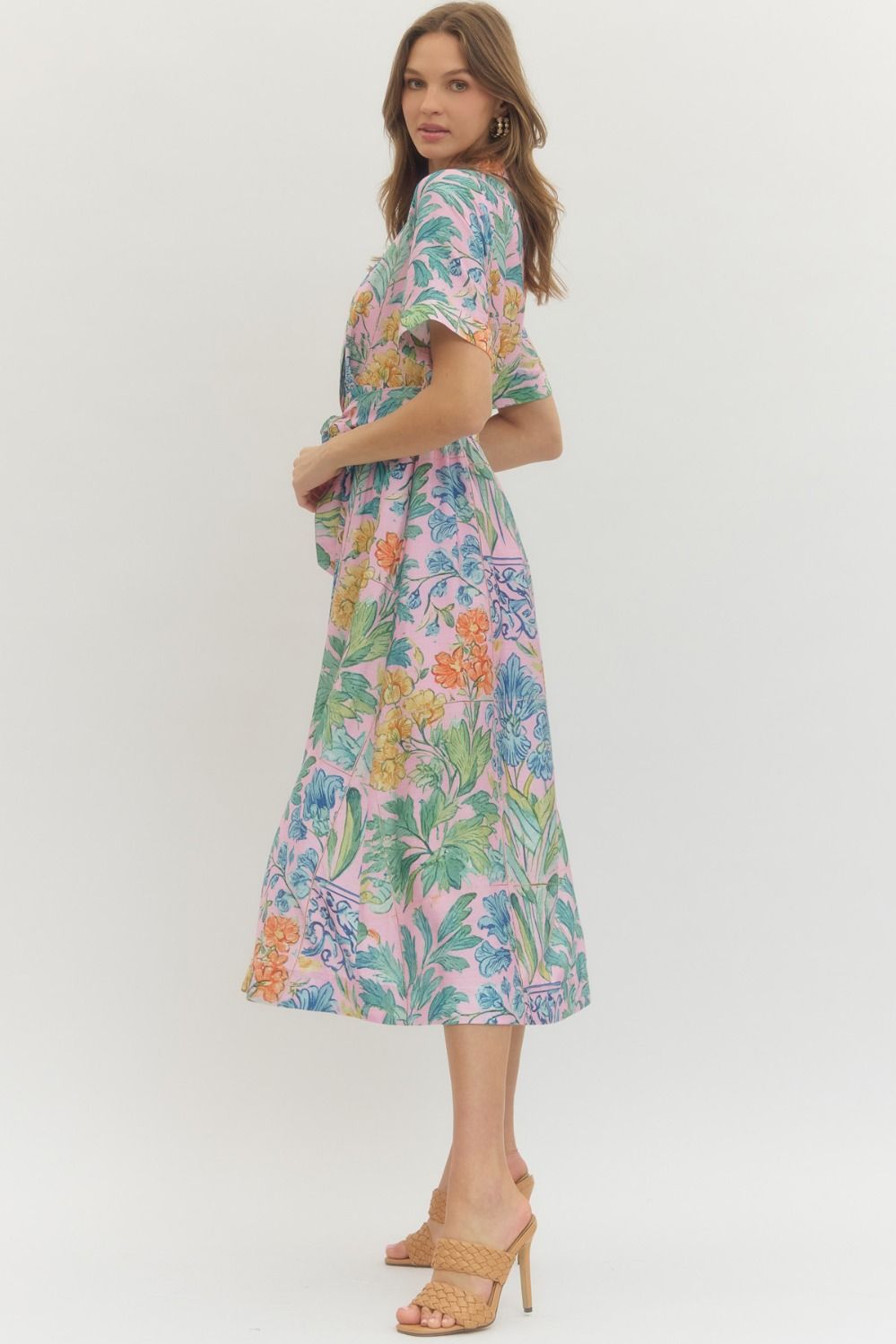Floral Belted Midi Dress