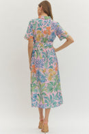 Floral Belted Midi Dress