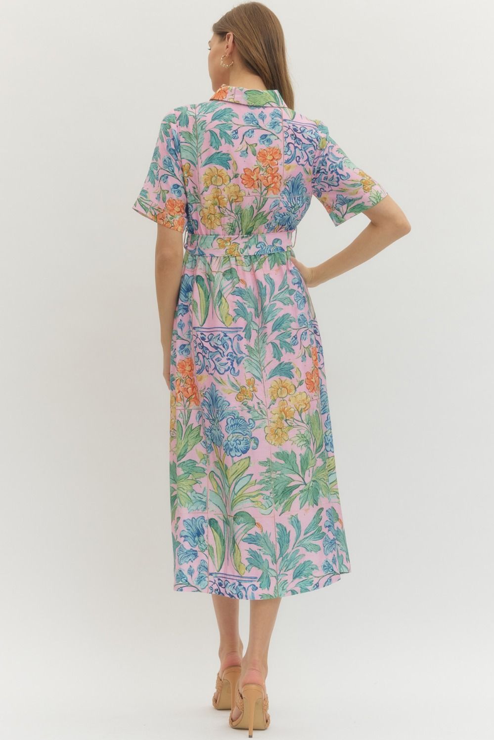 Floral Belted Midi Dress