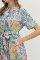 Floral Belted Midi Dress