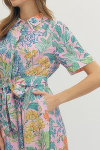 Floral Belted Midi Dress