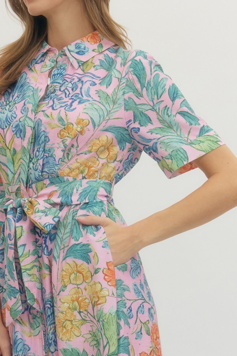 Floral Belted Midi Dress