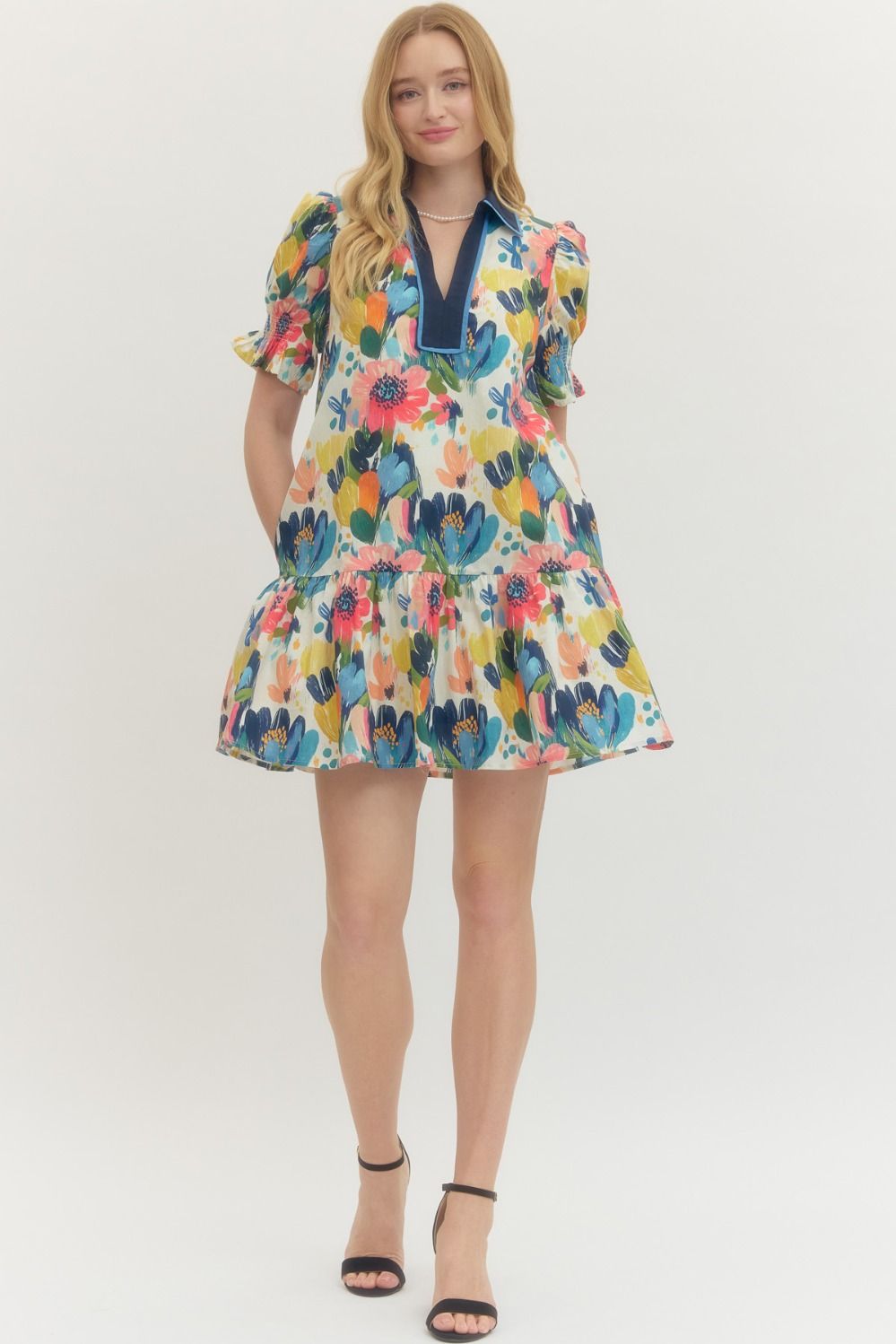 Abstract Floral Mini Dress