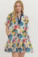 Abstract Floral Mini Dress