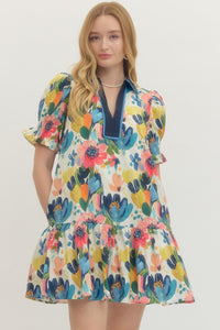 Abstract Floral Mini Dress