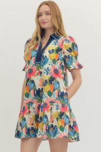 Abstract Floral Mini Dress