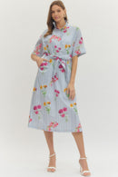 Floral Stripe Midi Dress
