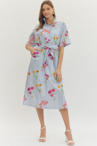 Floral Stripe Midi Dress