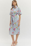 Floral Stripe Midi Dress