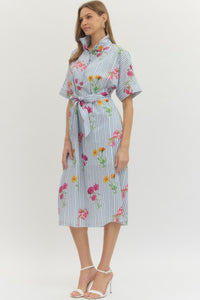 Floral Stripe Midi Dress