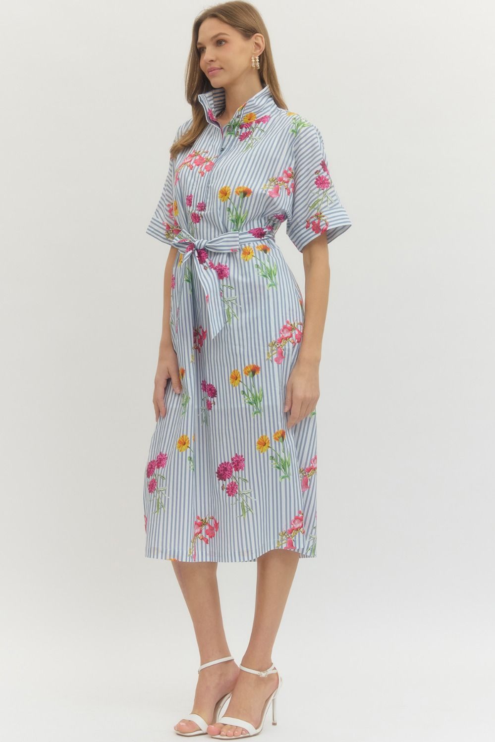 Floral Stripe Midi Dress