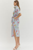 Floral Stripe Midi Dress