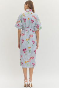 Floral Stripe Midi Dress