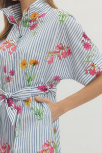 Floral Stripe Midi Dress
