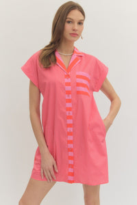 Contrast Stripe Shirtdress