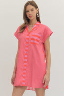 Contrast Stripe Shirtdress