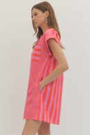 Contrast Stripe Shirtdress