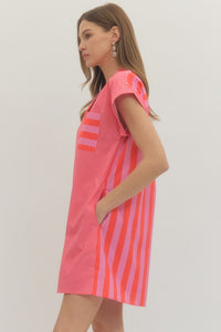 Contrast Stripe Shirtdress