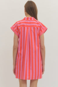 Contrast Stripe Shirtdress