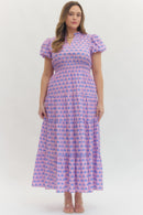 Botanical Puff Sleeve Midi Dress