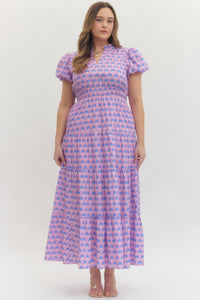Botanical Puff Sleeve Midi Dress