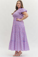 Botanical Puff Sleeve Midi Dress