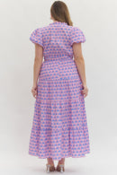 Botanical Puff Sleeve Midi Dress