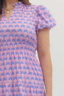 Botanical Puff Sleeve Midi Dress