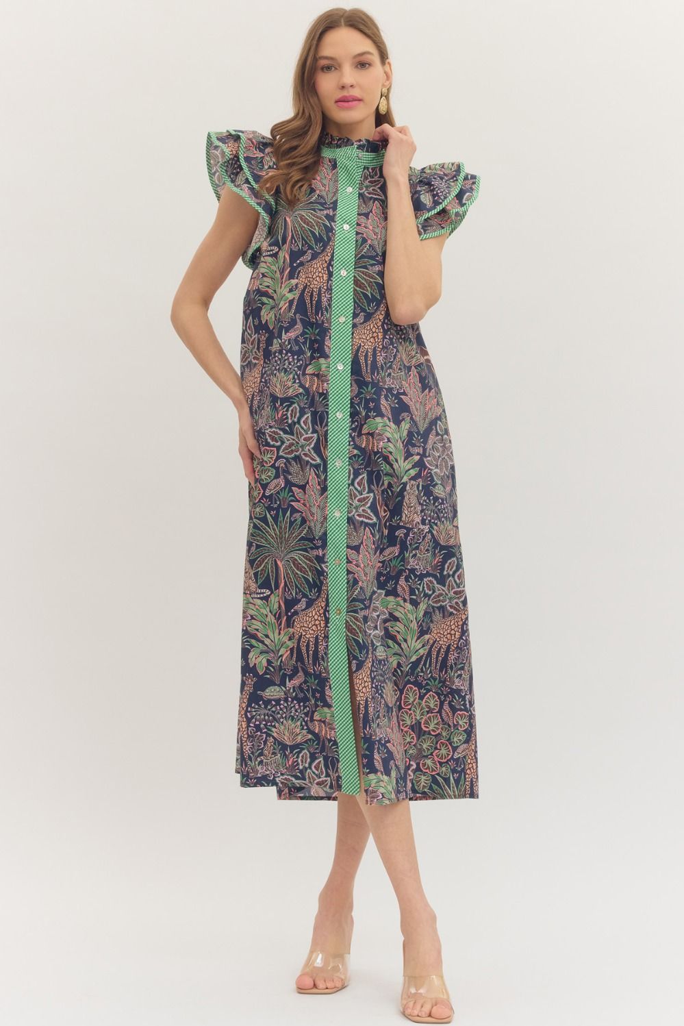 Botanical Animal Midi Dress