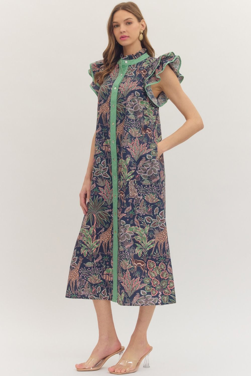Botanical Animal Midi Dress