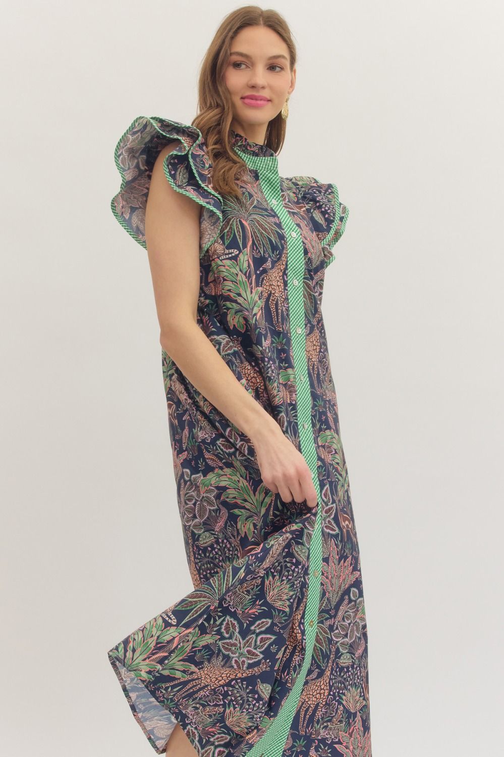 Botanical Animal Midi Dress