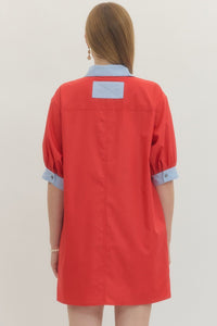 Contrast Pocket Mini Dress