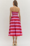 Strapless Striped Midi Dress