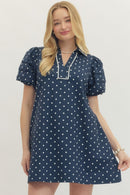 Polka Dot Puff Sleeve Mini Dress