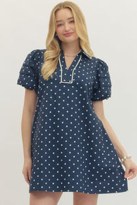 Polka Dot Puff Sleeve Mini Dress