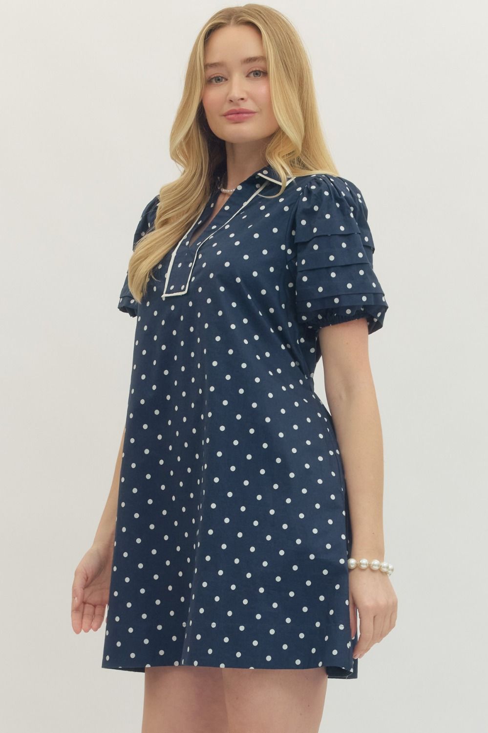 Polka Dot Puff Sleeve Mini Dress