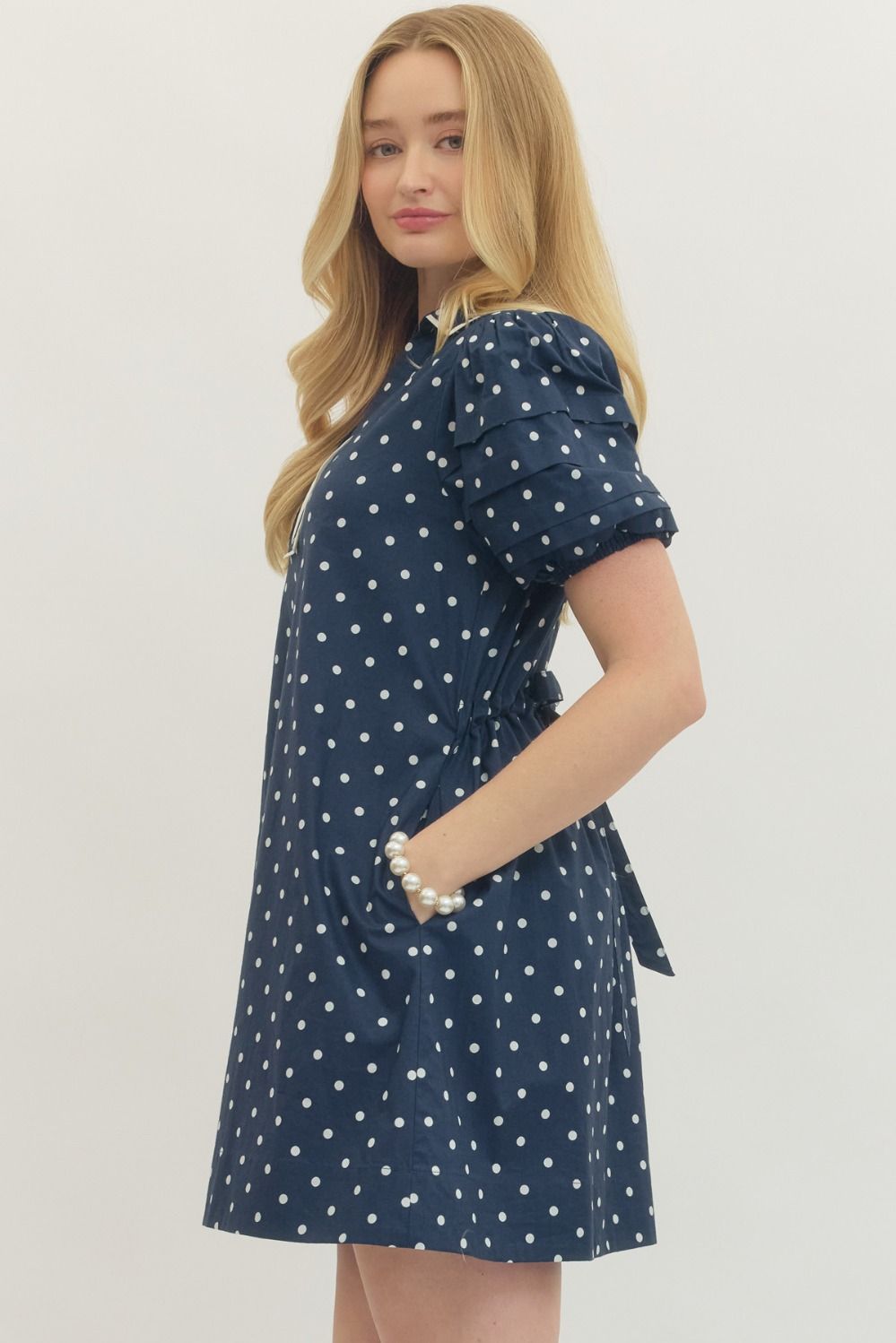 Polka Dot Puff Sleeve Mini Dress