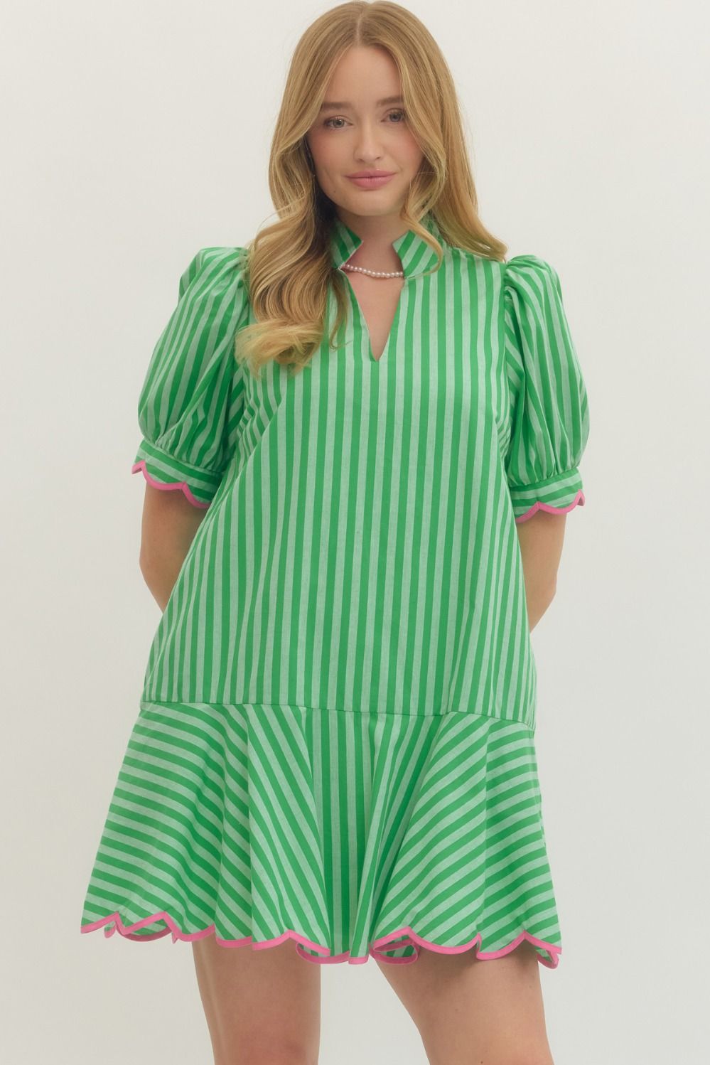 Accent Trim Striped Mini Dress – Kirby's Kloset