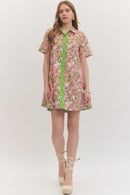 Botanical Button-Up Mini Dress