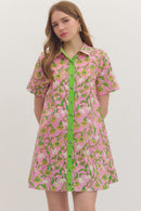 Botanical Button-Up Mini Dress