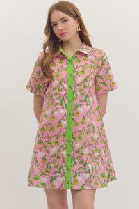 Botanical Button-Up Mini Dress