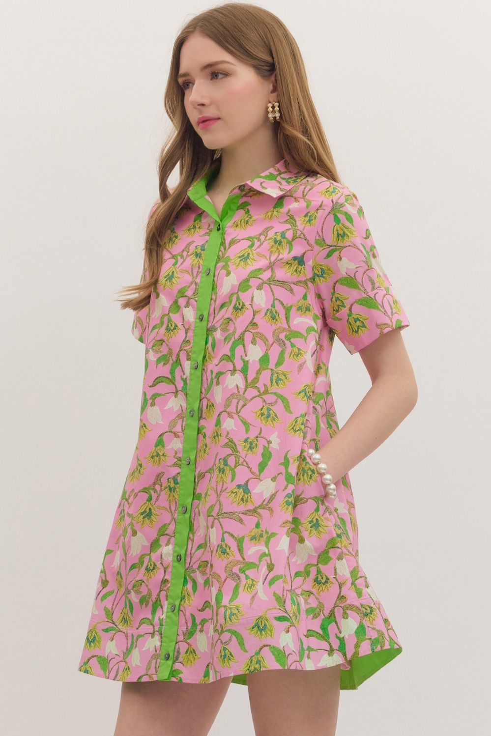 Botanical Button-Up Mini Dress