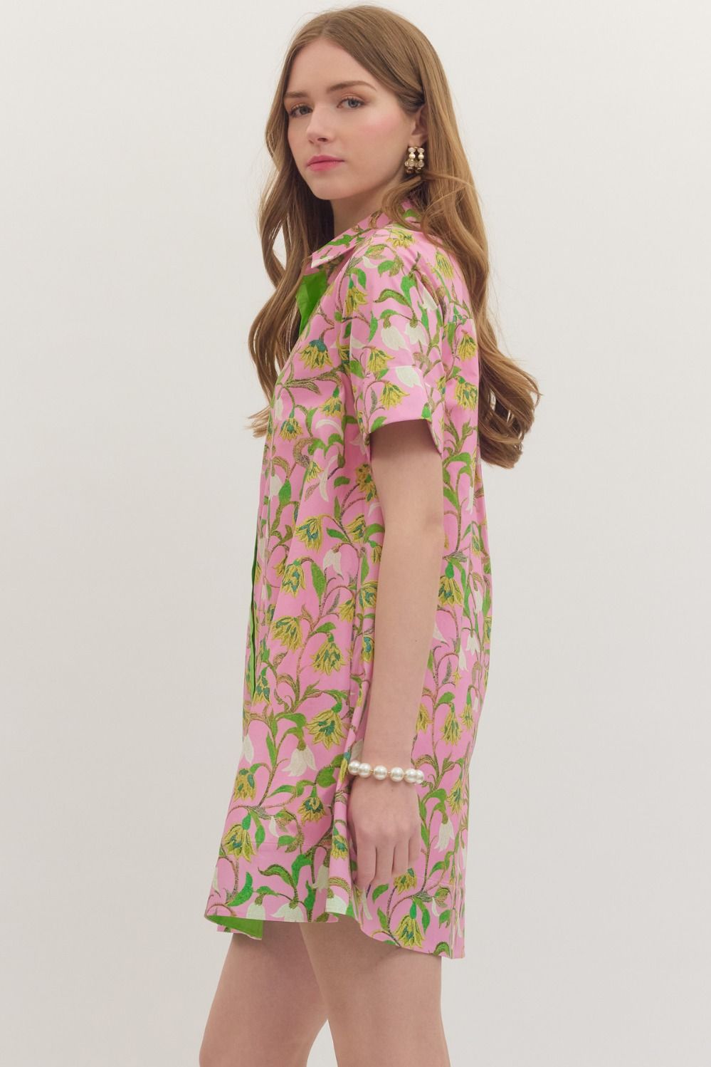 Botanical Button-Up Mini Dress